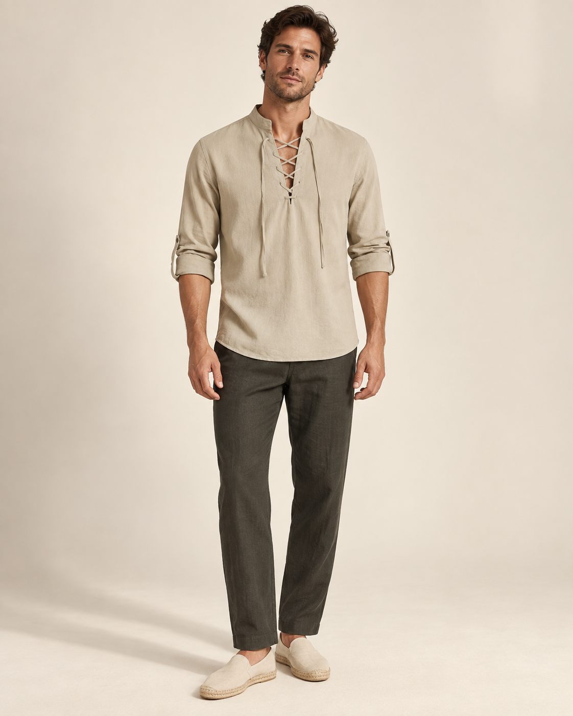 Avenor Lace-Up High-Collar Shirt