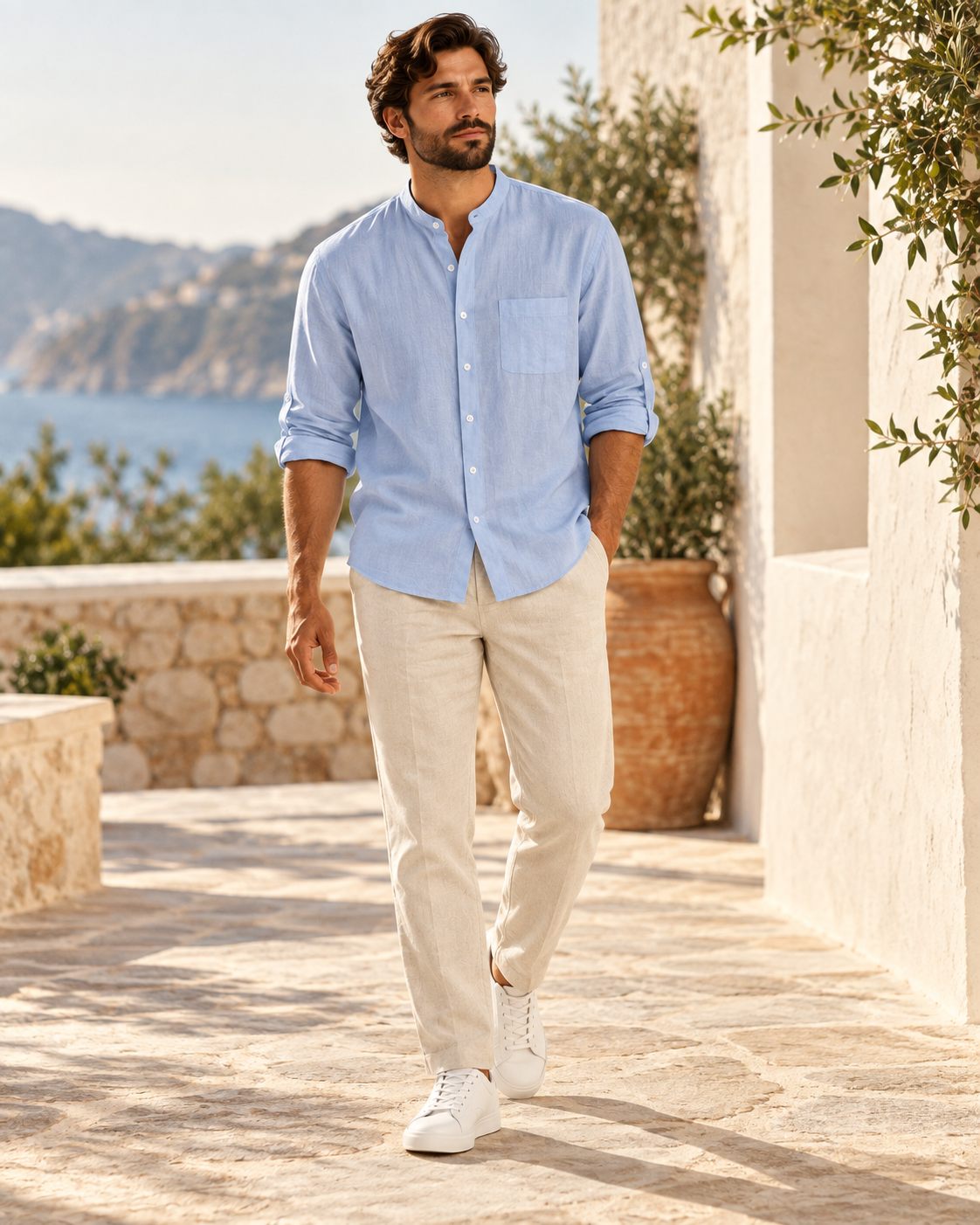Darian Mandarin-Collar Shirt