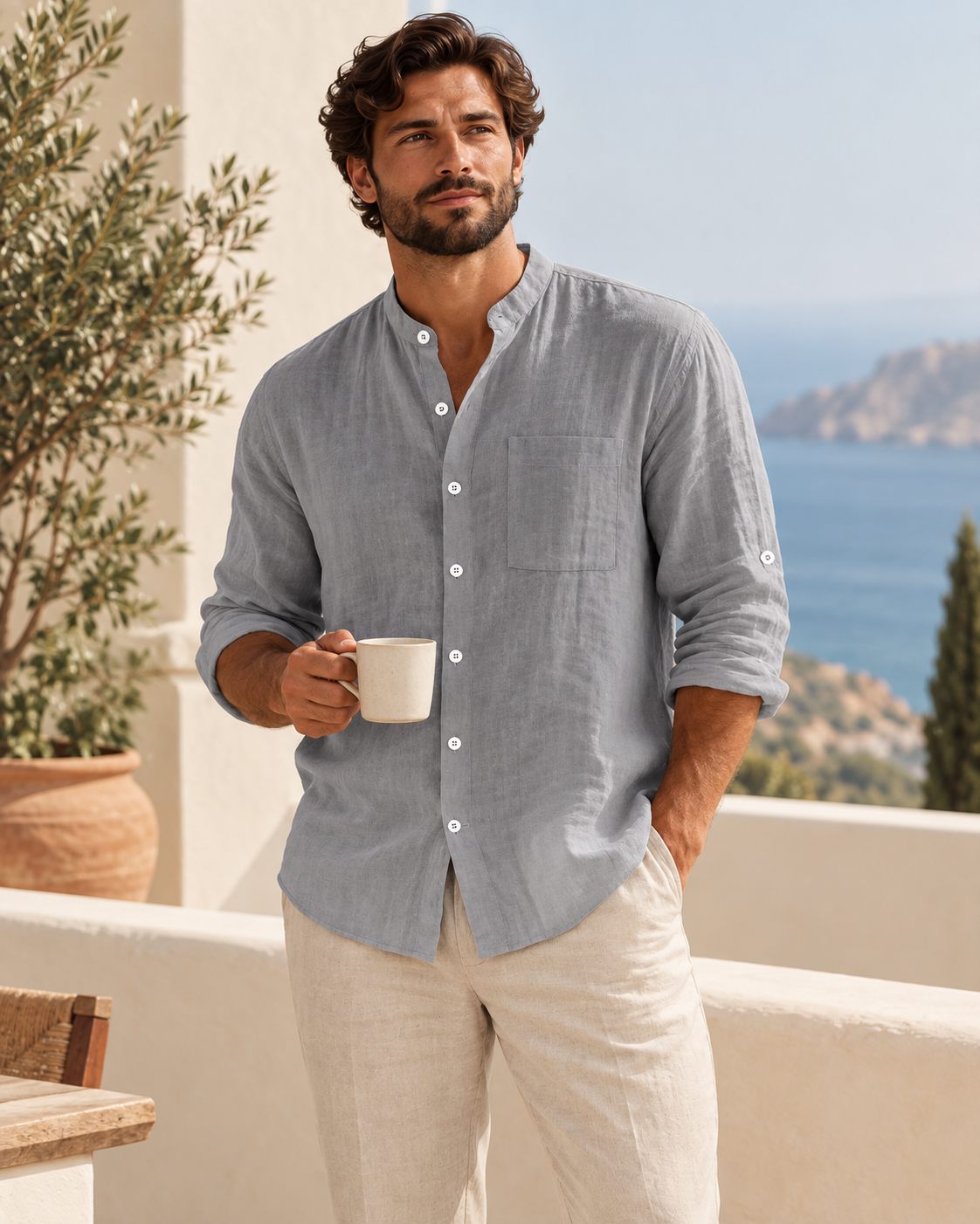 Darian Mandarin-Collar Shirt