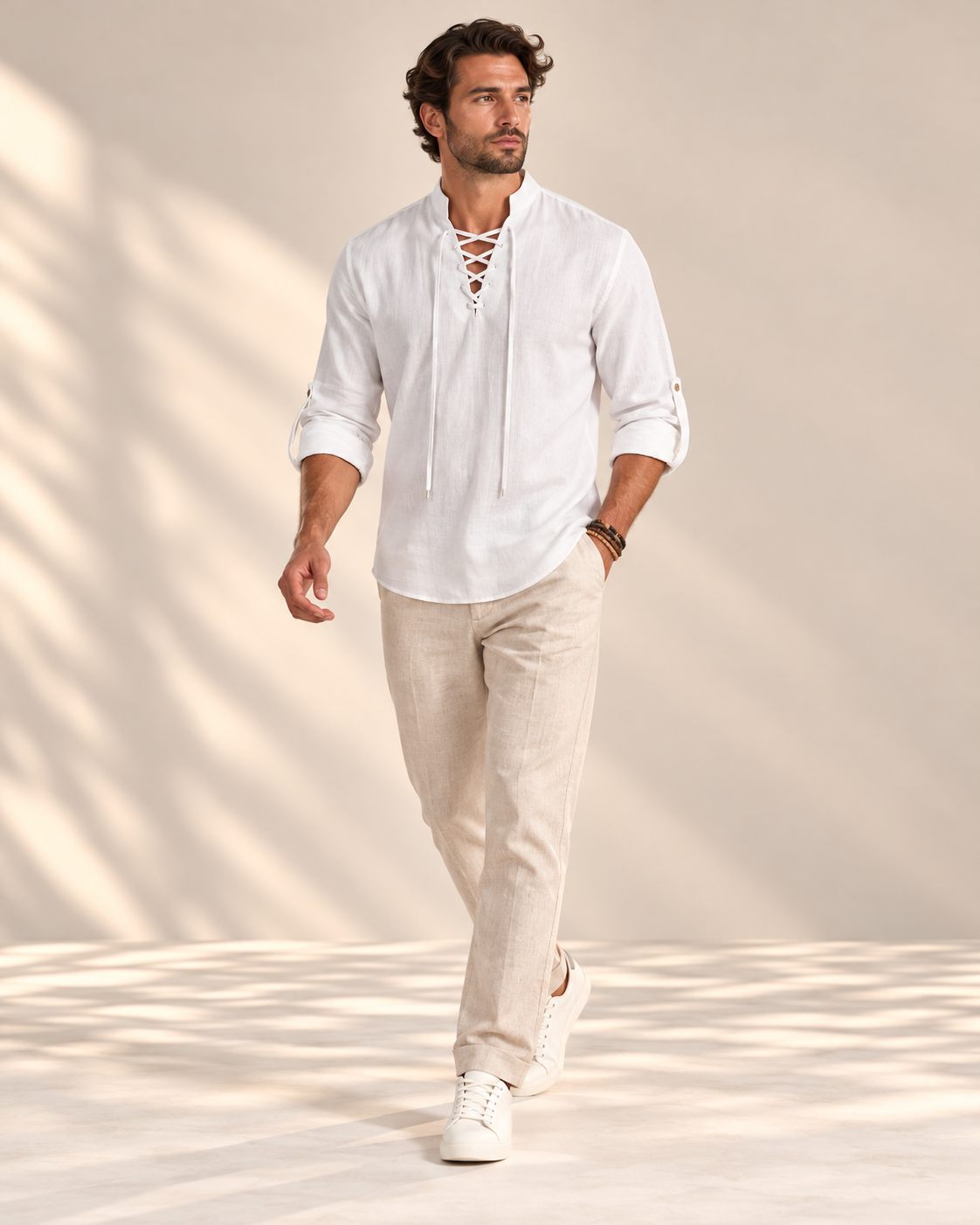 Avenor Lace-Up High-Collar Shirt