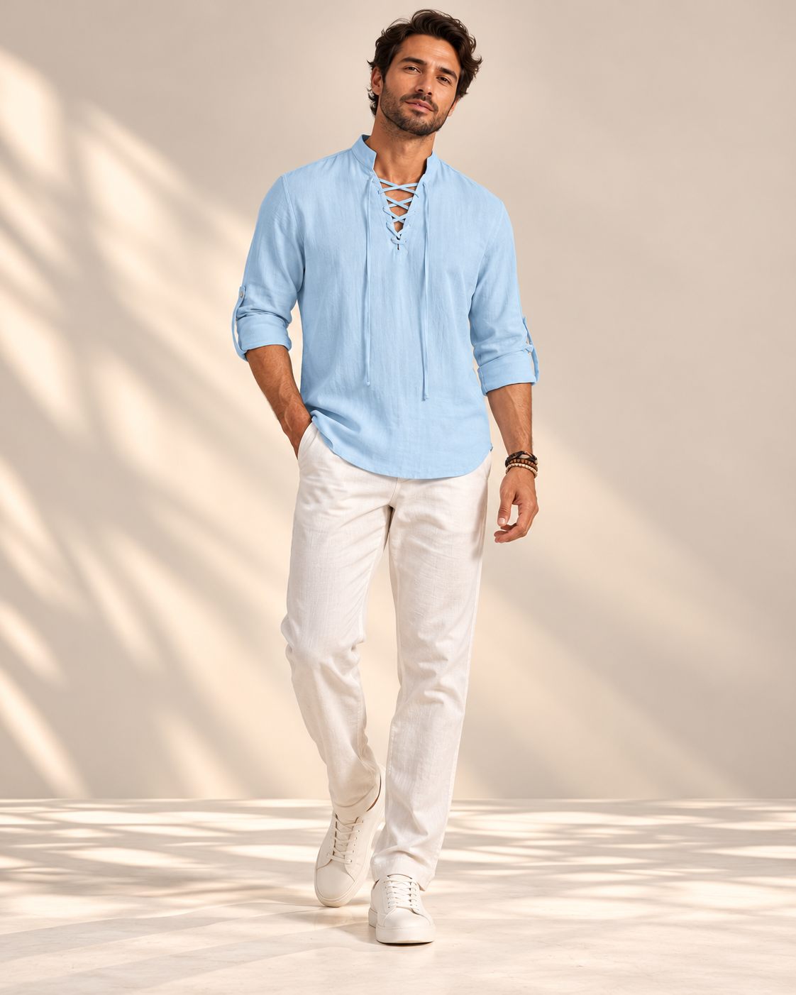 Avenor Lace-Up High-Collar Shirt